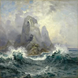 wave mountains by ivan aivazovsky, oil on canvas, 1 8 8 5