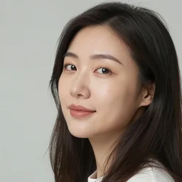 face of a 30 years old half Korean half British woman