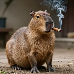 an accurate capybara wearing a suit smoking a cigar, cinematic, cgsociety