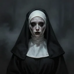 portrait of a scary ghostly nun highly detailed, centered, digital painting, artstation, concept art, by donato giancola Greg Rutkowski, trending on Artstation, Joseph Christian Leyendecker, WLOP, Boris Vallejo, octane render, dark, moody, foggy