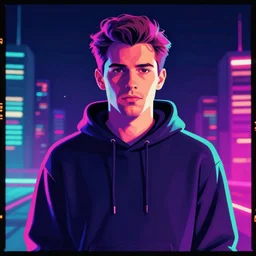 vector christopher lloyd in hoodie, portrait, vaporwave, synthwave, neon, vector graphics, cinematic, volumetric lighting, f 8 aperture, cinematic eastman 5 3 8 4 film