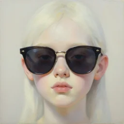 a character in big sunglasses, oil painting, pale colors, high detail, 8 k, wide angle, trending on artstation,