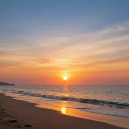 a digital art of a sunset on a beach