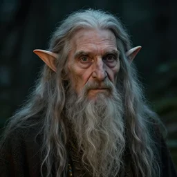 portrait of a gentle and wise lutin with long hairs in alan lee and marc simonetti and emil melmoth style  , cinematic lighting