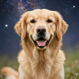 a golden retriver who is the king of the universe