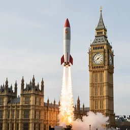 Big Ben as a rocket, launch