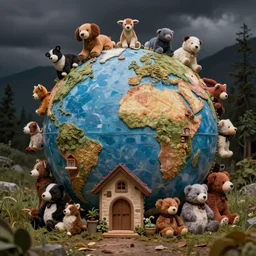a globe house made of stuffed animals by julie heffernan, artstation, artgerm