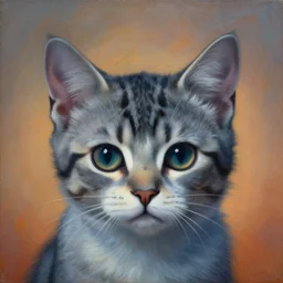 painting of a very very very very very cute kitten, close up of a kitten, by zdzislaw beksinski, by dariusz zawadzki, by wayne barlowe, gothic, surrealism, cosmic horror, lovecraftian, cold hue's, warm tone gradient background, concept art, beautiful composition