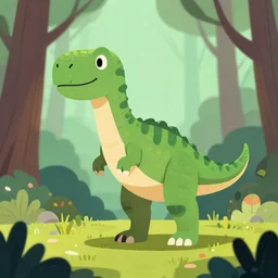 an illustration of a dinosaur k 0. 1 0 2 in the woods, trending on artstation, central composition, very cartoon, shape focus, high detailed, by anton fadeev