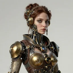 portrait of steampunk female android, by sandra chevrier, fra angelico and sandro botticelli, cg society