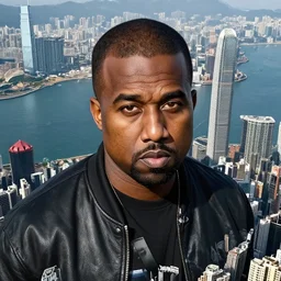 huge kanye in hong kong, aerial view, associated press, high quality photography