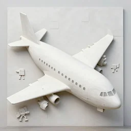 photo of minimalist abstract cubist sculpture of curvy spaceship with random small mecha mayan decorations, covered with few large white airplane parts with windows and doors, as a relief mural