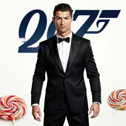 cristiano ronaldo ( james bond ) 0 0 7 portrait, ( james bond ) in bodyguard stance, cmyk candy, army of darkness, highly detailed, intricate detail, trending on artstation, by ( ( ( tom whalen ) ) ), by ilya kuvshinov, by katsuhiro otomo