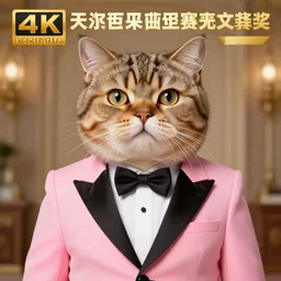 portrait of tabby cat in the style of the movie zootopia wearing a pink tuxedo, 4k, digital art, award winning