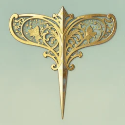 ornate floating symmetrical blade tip, single sharp point, illustration, elegant, digital painting, art nouveau