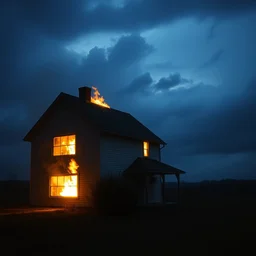 house on fire, almost night, dim light, soft light, dramatic clouds, bad weather, ultra hd, ultra sharp, hyper detailed, 8 k, shot on 3 5 mm film camera, smooth sharp focus, realism, tumblr aesthetic, we heart it aesthetic,