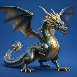 highly detailed beautiful photography of dragon, sharp focus, dynamic lighting, elegant, harmony, beauty, masterpiece, by roberto ferry, illustration, blue background