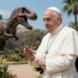 pope Francis visiting Jurassic Park