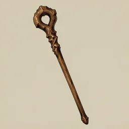 an ornate wooden staff, fantasy illustration, medieval era, blank background, studio lighting, hand - drawn digital art, medium shot