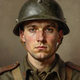a close up portrait of an ucronic wwi soldier, symmetrical, highly detailed, digital painting, by gustave dore, ken kelly, frazetta