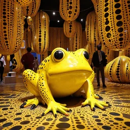 yayoi kusama frog infinity art installation in a museum