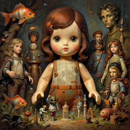 highly detailed wide - angle portrait of a retro doll with low poly hands hands, nicoletta ceccoli, mark ryden, lostfish, earl nore, hyung tae, frank frazetta, global illumination, detailed and intricate environment