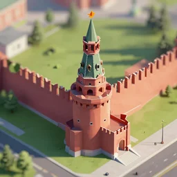 kremlin isometric aerial lowpoly by beeple, wlop, unreal engine 5, lumen, nanite