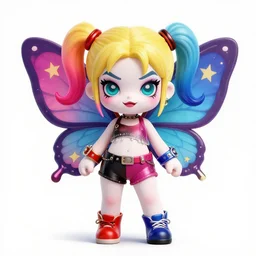 little cartoon female character inspired by harley quinn and star butterfly from star vs force the evil, artwork by artgem lau, wlop and rossdraws, anatomically correct, smooth, clean detailed, sharped focus, symmetrical, perfect composition, illustration, extremely coherent, detailed body, colorful