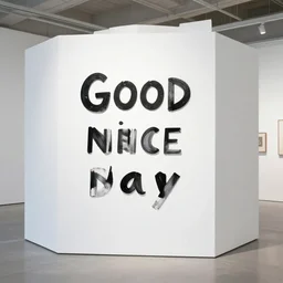 good morning have nice day as a work of art in a white cube