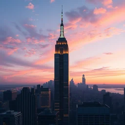 illustration by beeple of manhattan on the sky