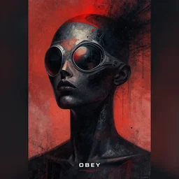 futuristic dark surrealism, spary painting, poster style artwork by obey