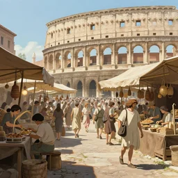 market in ancient rome, artstation, elegant, highly detailed, digital painting, concept art, smooth, sharp focus, illustration, art by studio ghibli, fujita goro, atey ghailan, tom whalen, jean giraud 8 k