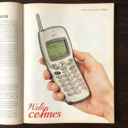 advertisement of a cell phone on a magazine from the 1950s
