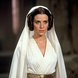 ellen barkin, circa 1 9 7 7, as princess leia from star wars in the style of annie leibovitz