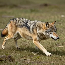 a detailed wolf stalking a chaeta, photo from 1 7 0 0'd