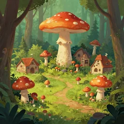 mushroom fungus forest village, trending on artstation