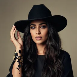 samira said singer black hat portrait