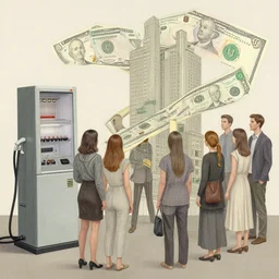 the rising costs of electric and gas and how it affects people realistic, intricate, elegant, art by artgerm and wlop