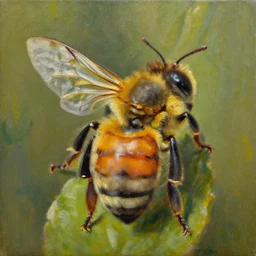 human bee chimera, oil on canvas