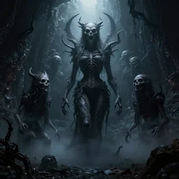 photorealistic abyssal depth of darkness that holds evil souls inspired by Tim Burton and Giger, octane render, unreal engine 4k, volumetric light, fog, detailed