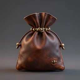 a small leather bag, fantasy, blank background, studio lighting, digital art
