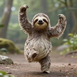 a sloth dancing with joy