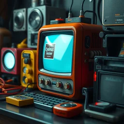 still life of colorful cyberpunk electronics with stickers by hieronymus bosch, solid shape, zoomed in on a single retro electronic 2 5 mm lens. vintage shape. cold color scheme, cool white 6 5 0 0 k light, baroque painting, perfect composition, detailed octane render trending on artstation, 8 k artistic photography, masterpiece, raphael, caravaggio, beksinski, rutkowski