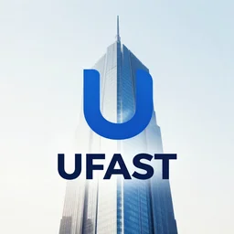 UFAST - skyscraper proptech company logo, modern, digital art, marketing