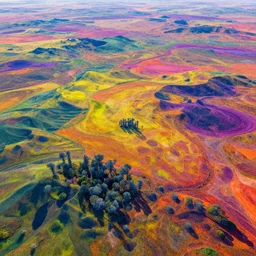 Ground-level view of an otherworldly landscape, vibrant, trending on ArtStation