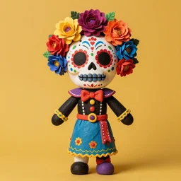 a mexican calavera voodoo doll, happy, symmetric, made by deema egorov and skottie young, vibrant