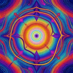 “an imaginative world, psychedelic dotart”