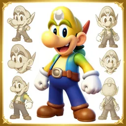waluigi as a character in a japanese fantasy RPG, concept art