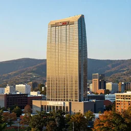 super tall hotel above the asheville, nc skyline