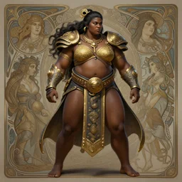 female sumo wrestler, dark skin, full body shot, d & d, fantasy, intricate, highly detailed, digital painting, artstation, concept art, matte, sharp focus, illustration, hearthstone, art by artgerm and greg rutkowski and alphonse mucha
